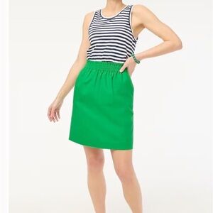 J. Crew Factory Linen Cotton Blend Pull On City Skirt Kelly Green Sz 12